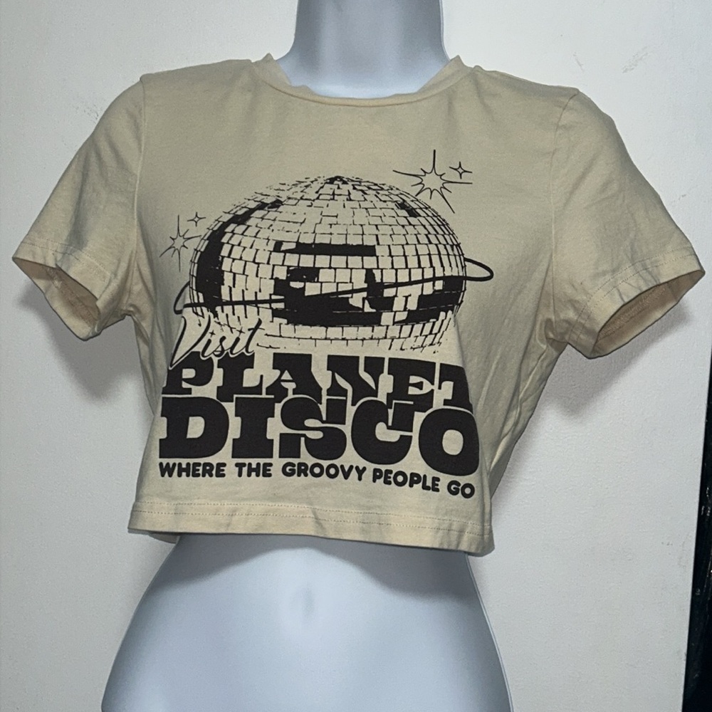 SHEIN Cream Disco Graphic Tee